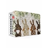 Air Conditioner Cover AC Cover Easter Bunny Rabbits Eggs Plant Watercolor Retro Linen Indoor Window Air Conditioner Covers Adjustable AC Covers for Inside Double Insulation 21x15x3.5 Inch