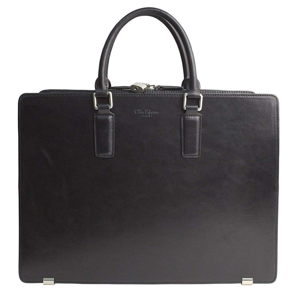 Dom Teporna Italy Full Grain Italian Leather Briefcase for Men Business Bag Designed in Japan