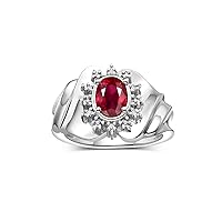 Rylos Ring with Oval 7X5MM Gemstone & Sparkling Diamonds – Radiant Sterling Silver Birthstone Jewelry for Women – Available in Sizes 5-10