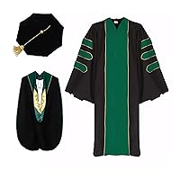 Unisex Deluxe Doctoral Graduation Gown and Doctoral Hood 8 Sided Tam Package