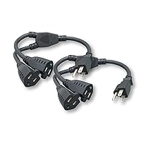 ZADA36PQ-Y-P2 Power Cord Extension & Splitter, NEMA 5-15P to NEMA 5-15R x 2, 13A, 125V (Black)