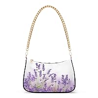 Shoulder Bags for Women Bunch Of Lavender Flowers Hobo Tote Handbag Small Clutch Purse with Zipper Closure