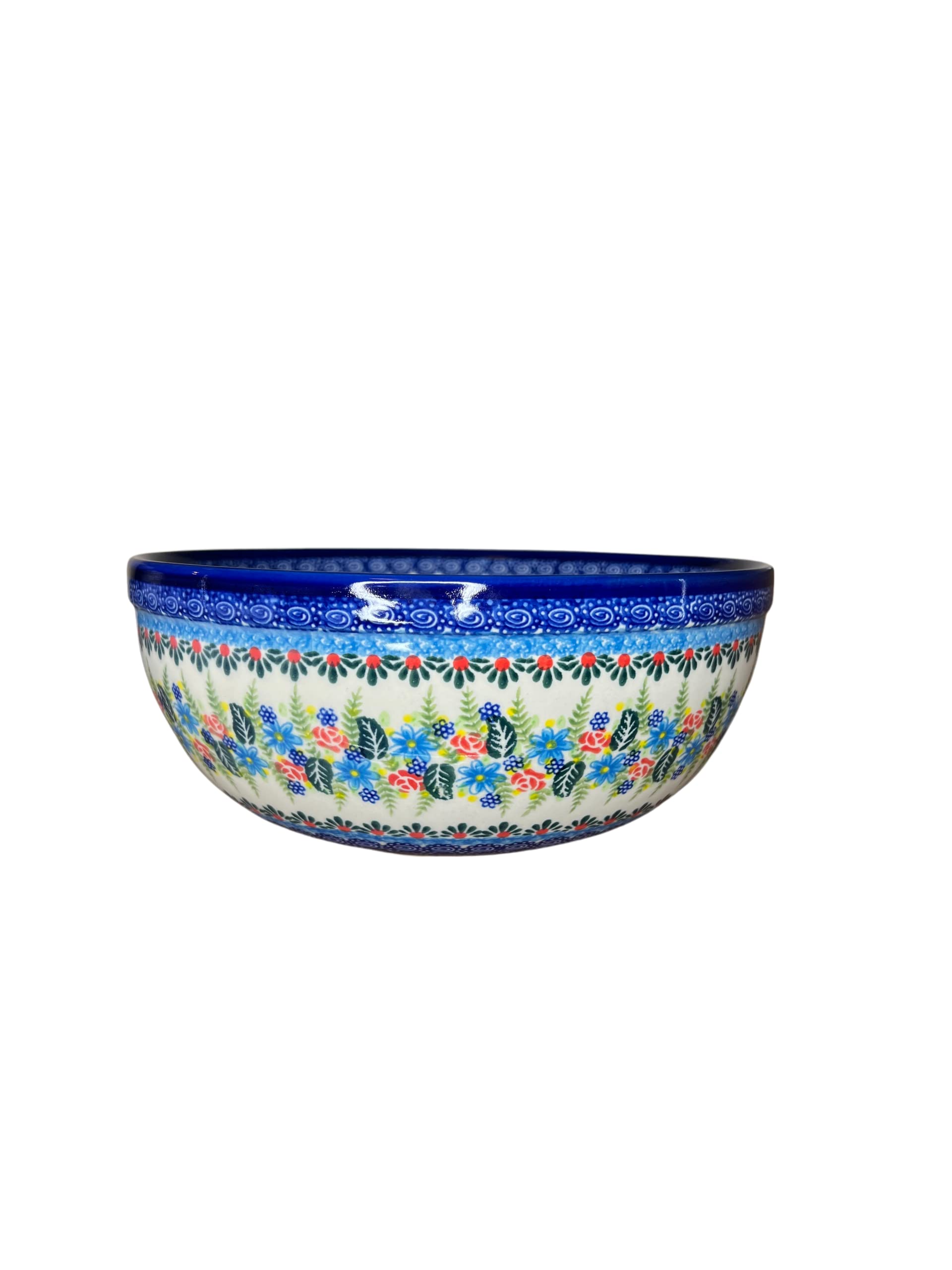 Lidia's Polish Pottery 10 cup 9.25 inch Serving Bowl- Ceramika Kalich- Daisy