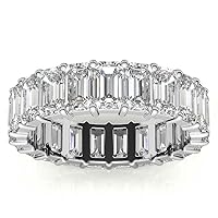 JeweleryArt Excellent Emerald Brilliant Cut 2.17 Carat, Moissanite Diamond Promise Band, Prong Set, Eternity Sterling Silver Band, Valentine's Day Jewelry Gift, Customized Band for Her