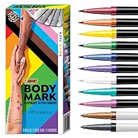 BIC BodyMark Temporary Tattoo Markers for Skin, Pride Pack, Flexible Brush Tip, 11-Count Pack of Assorted Colors, Skin-Safe, Cosmetic Quality