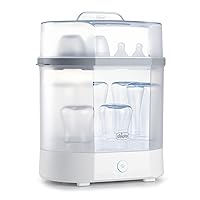 Baby Bottle Steam Sterilizer 3 in 1 modular system - eliminates 99.9% of harmful bacteria in baby bottles, quickly and naturally with the power of steam, White/Grey