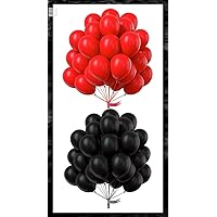 PartyWoo Red Balloons 50 pcs 12 Inch and Matte Black Balloons 50 pcs 12 Inch