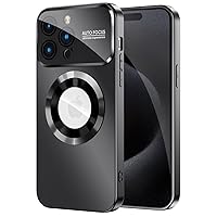 Magnetic for iPhone 15 Pro Max Case, Compatible with MagSafe, Built-in Camera Lens Protector, Logo View, Military Grade Drop Proof Phone Cover, Black