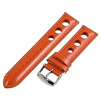 Clockwork Synergy, LLC 24mm Rally 3-hole Smooth Orange Leather Interchangeable Replacement Watch Band Strap