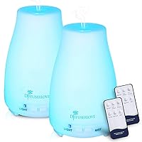 Diffuser 2 Pack Essential Oil Diffuser 200ML Remote Control Ultrasonic Aromatherapy Diffuser Mist Humidifiers for Bedroom Office Yoga
