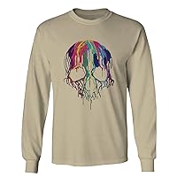 VICES AND VIRTUES 0292. Cool Skull Melting Graphic Bones Streetwear Hip hop Hipster Long Sleeve Men's