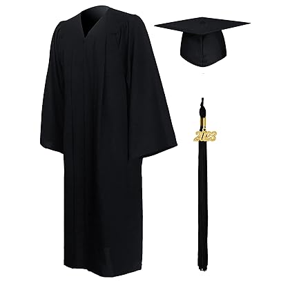 GraduationMall Matte Graduation Gown Cap Tassel Set 2023 for High School and Bachelor