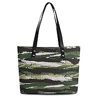 Womens Handbag Camouflage Motif Leather Tote Bag Top Handle Satchel Bags For Lady