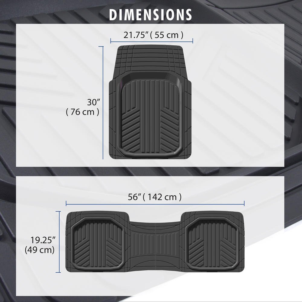 Motor Trend Premium FlexTough All-Protection Cargo Liner - DeepDish Front & Rear Mats Combo Set – w/ Traction Grips, Black