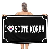 I Love South Korea Beach Bath Towel No-Shrink Pre-Washed Soft Adult Bath Towel Motivational International Signal Flags Beach Blanket 31x51 Inch for Adults, Men, Women