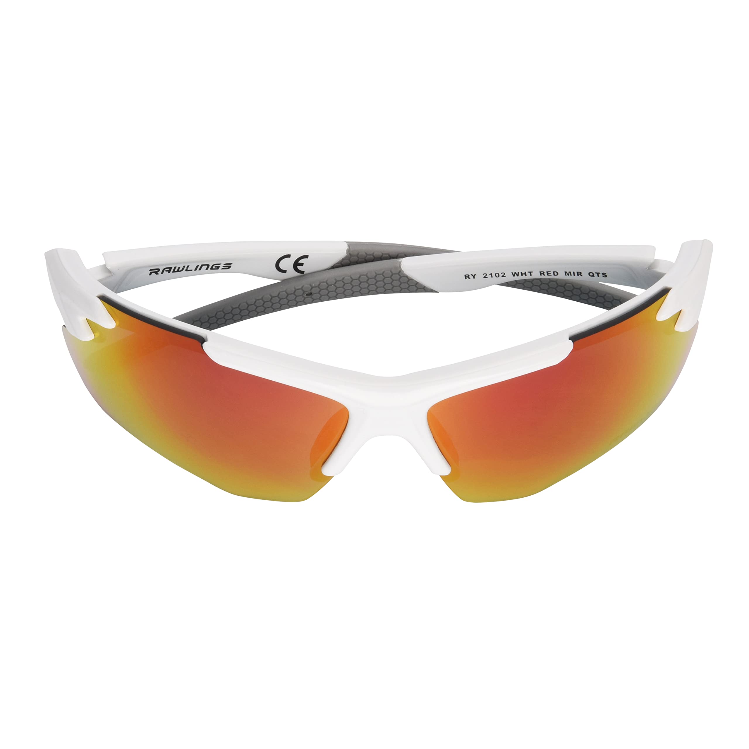 Rawlings Nice Pick Blade Youth Baseball Sunglasses, Shiny White/Red Mirror, 70mm