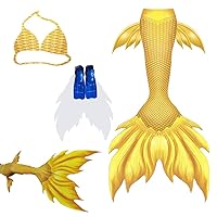Custom Size Professional Mermaid Tail with Monofin,Double Flippers for Swimming,Performances,Photograph, Women Customizable Large Professional Dive Tail (Yellow
