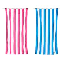Beach Towel Bundle - 2X Cabana Beach Towel - for Travel, Swimming, Camping, Holiday - Super Absorbent, Quick Dry, Sand Free - Compact, Lightweight - 100% Recycled Materials - Includes Bag