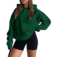 onlypuff Women Hoodies Long Sleeve Sweatshirt Kangaroo Pocket Solid Basic Top