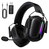 2.4GHz Wireless Gaming Headset for PS5, PS4, PC, Nintendo Switch, Mac, Bluetooth 5.3 Gaming Headphones with Microphone Noise Canceling, ONLY 3.5MM Wired for Xbox Series, 40H Battery (Black)