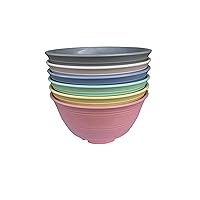 EUODIA 24 Oz Bamboo Fiber Plastic Deep Bowls for Cereal, Soup, Rice, Salad, Snack/Pop Corn, Dessert & Noodle (Set of 6)-Dishwasher & Microwave Safe-Unbreakable Reusable Lightweight & BPA Free