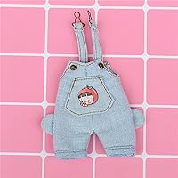 1/12 BJD Doll Clothes Fashion Suspender Pants for ob11,gsc,body9 Dolls Accessories (Light Blue)