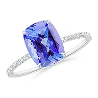 Thin Shank Cushion Cut 9x7mm Solitaire Ring With Natural Zircon | Sterling Silver 925 With Platinum | Woman's And Girls Collections For Your Heartful Occasion.