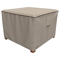 Budge P4A06PM1 English Garden Square Patio Table/Ottoman Cover Heavy Duty and Waterproof, Medium, Two-Tone Tan