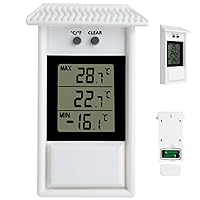 Min Max Thermometer Outdoor Digital Thermometer Digital Wall Mounted High Low Thermometer Memory Function Weatherproof Greenhouse Thermometer with Hole Hook for Indoor Outdoor