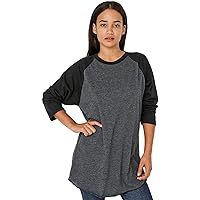 American Apparel Poly-Cotton 3/4 Sleeve Raglan Shirt, Heather Black/Black, Small