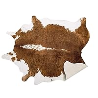 AROGAN Premium Faux Cowhide Rug 110 x70 cm/3.6 x 2.3 feet, Durable and Large Size Cow Print Rugs, Suitable for Bedroom Living Room Western Decor, Faux Fur Animal Cow Hide Carpet, Brown
