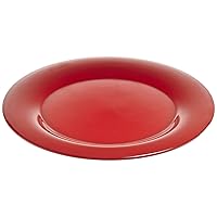Carlisle FoodService Products Sierrus Reusable Plastic Plate with Wide Rim for Buffets, Restaurants, and Homes, Melamine, 9 Inches, Red, (Pack of 24)
