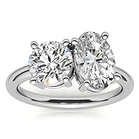 Round & Oval Cut Toi Et Moi Rings, Moissanite Engagement Ring for Women, Wedding Bridal Sets, Solitaire Two Stone Vintage Antique 925 Silver 10k/14k/18k Solid Gold Anniversary Promise Gift For Her