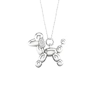 Sterling Silver 1/20ct TDW Diamond Dog Balloon Pendant Necklace (I-J,I2)
