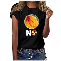 Ladies Short Sleeve Tee Women's Casual Round Neck Shirt Fashion Tops Printed Summer Trendy Shirt Daily 2024 Blouse