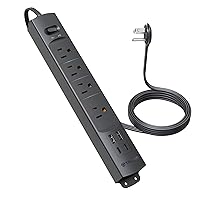 TROND Flat Plug Power Strip USB-5ft Flat Extension Cord Surge Protector Wall Mount, 2 Type C Charger & 2 USB A Ports with Multiple Outlets, 1440J, 1625W for Office Supplies Dorm Room Essentials, Black