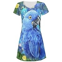 Blue Hyacinth Macaw Splatter All Over Juniors Cover-Up Beach Dress