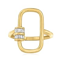 Ross-Simons 0.10 ct. t.w. Tapered Baguette Diamond Oval Carabiner-Link Ring in 18kt Gold Over Sterling. Size 7