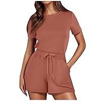 SNKSDGM Women Romper Jumpsuit Casual Summer Cotton Shorts Overall Jumper with Pockets Loose Comfy Fashion Clothes