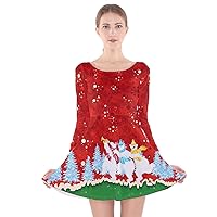 PattyCandy Womens Winter Long Sleeve Soft Velvet Skater Dress Christmas Fashion Flared Dress