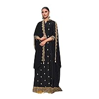 Black Indian/Pakistani Muslim Women Party Wear Pure Rashian Silk Anarkali Gown Suit Ethnic Fashion 6041
