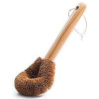 Dish Brush with Handle,Eco-Friendly Kitchen Dish Scrub Brush for Dishes(Pot Dish Scrubber),Coconut Fiber Bristle with Wooden Handle,Dishwashing Brush with Handle for Pan