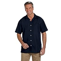 Men's Barbados Textured Camp Shirt, Large, NAVY