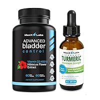 Advanced Bladder Control Supplements for Women & Men - 60Ct + Turmeric Liquid Supplements - Turmeric Curcumin with Black Pepper Extract Bioperine -2Oz