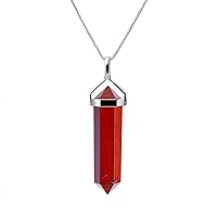 Franki Baker Sterling Silver Red Jasper Gemstone Double Point Pendant Necklace Chain Length: 50cm