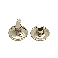 Silvery Double Cap Leather Rivets Tubular Metal Studs Cap 15mm and Post 12mm Pack of 40 Sets