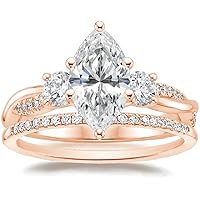 18k Rose Gold 4 CT 16X8mm Moissanite Solitaire Engagement Ring