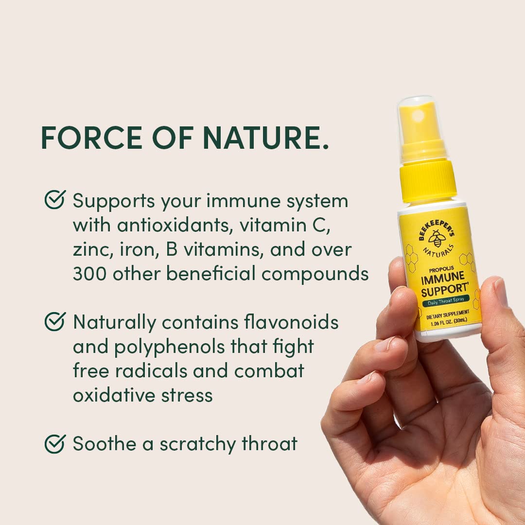 Beekeeper's Naturals Propolis Throat Spray, Natural Immune Support & Sore Throat Relief - Antioxidants, Keto, Paleo, Gluten-Free, 1.06 oz (Pack of 2)