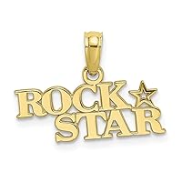 10k Gold Rock Star With a Star High Polish Charm Pendant Necklace Measures 11.55x17.1mm Wide Jewelry for Women