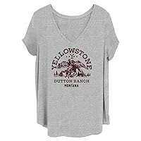 Yellowstone Women's Size Dutton Ranch Junior's Plus V-Neck Tee Shirt